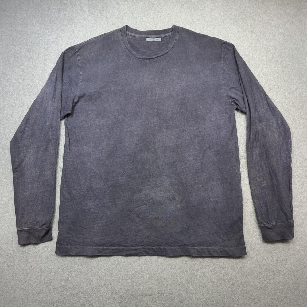 John Elliott T Shirt Mens Large Gray Dyed Long Sleeve Cotton Made USA Crew Tee